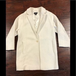 Massimo Dutti Cream Textured Single-Button Pea Coat, Sz: S